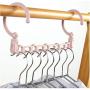 10pcs Random Color Folding Rotating 5 Holes Magic Plastic Clothes Hanger Space Saving Wardrobe Hanging Organizer Windproof Coat Hanger