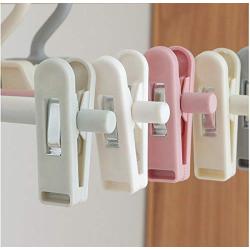 10pcs Random Color Pants Clip Hanger Stand Clothespin Hanger Adjustable Pinch Grip Drying Rack Plastic Skirt Peg Hanger Space Saving Hook Rack