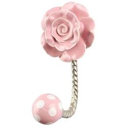 Indianshelf Handmade 1 Artistic Vintage Pink Ceramic Flower Rail Hooks Holders/Clothes Hooks Over Door