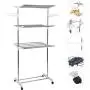 Stainless Steel Three-Layer Foldable Hanger Clothes Drying Rack Household Clothes Shoes Movable Hanger Baby Clothes Hangers