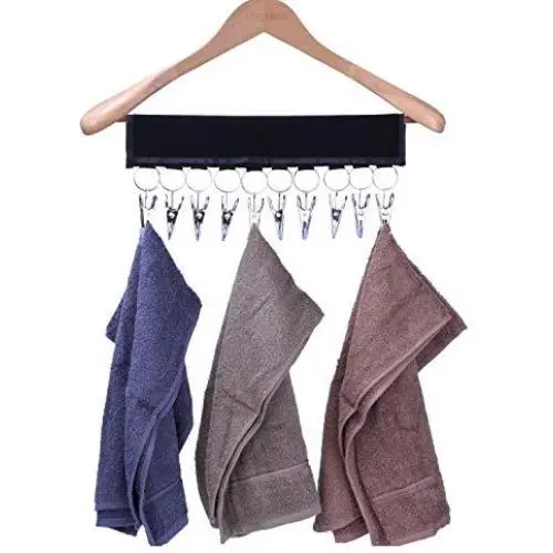 LEVOSHUA Towel Bar Hanger, 10 Towel Clip Holder, Towel Rack Towel Storage Organizer for Closet - Change Your Clothes Hanger to A Towel Hanger LEVOSHUA Towel Bar Hanger, 10 Towel Clip Holder, Towel Rack Towel Storage Organizer for Closet - Change Your Clothes Hanger to A Towel Hanger