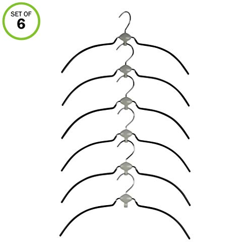 Evelots Cascading Hangers-Shirt/Blouse-Swivel-Non Slip-Metal Rubber Coated-Set/6