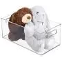 mDesign Plastic Toy Boxes Storage Organizer Bin with Handles for Kids Closets, Cabinets, Shelves - Hold Action Figures, Crayons, Markers, Building Blocks, Puzzles - 14.5&quot Long, 2 Pack - Clear