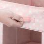 mDesign Soft Fabric Closet Storage Organizer Cube Bin Box, Clear Window and Handle - for Child/Kids Room, Nursery, Playroom, Furniture Units, Shelf - 11" High, 4 Pack - Pink/White Polka Dots