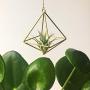 Hanging air plant holder, mobile Himmeli, gold plant hanger, air plant geometric planter, airplant display, home decor gift, octahedron 01