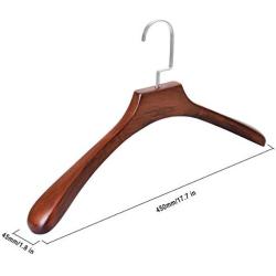 Tiggo High-Grade Solid Wooden Wide Shoulder Coat Hanger, Retro Wood Clothes Hangers, Natural Finish & Pearl Nickel Polished Hook for Winter Heavy Coat and Jacket, Sweater, and Suit, 3-Pack