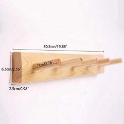 Jiyaru Wooden Coat Rail Rack Hook Wall Mounted Clothes Hanger Hat Holder Burlywood
