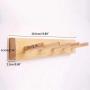 Jiyaru Wooden Coat Rail Rack Hook Wall Mounted Clothes Hanger Hat Holder Burlywood