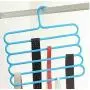 10pcs Random Color Multi-Purpose Clothes Hanger Practical 5 Layers Pants Hanger Scarf Tie Rack Space Saving Clothes Hanger Home Organizer