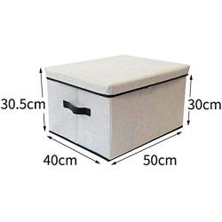 HBOS Washable Cloth Storage Boxes Clothes Quilt Toy Storage Boxes with Lid Folding Debris Storage Basket (Light Gray-L)