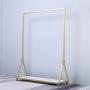 FURVOKIA Modern Simple Heavy Duty Metal Rolling Garment Rack with Wheel,Retail Display Clothing Rack,Wrought Iron Single Rod Floor-Standing Hangers Clothes Shelves (Gold Square Tube with Wood, 47.2 L) FURVOKIA Modern Simple Heavy Duty Metal Rolling Garment Rack with Wheel,Retail Display Clothing Rack,Wrought Iron Single Rod Floor-Standing Hangers Clothes Shelves (Gold Square Tube with Wood, 47.2 L)