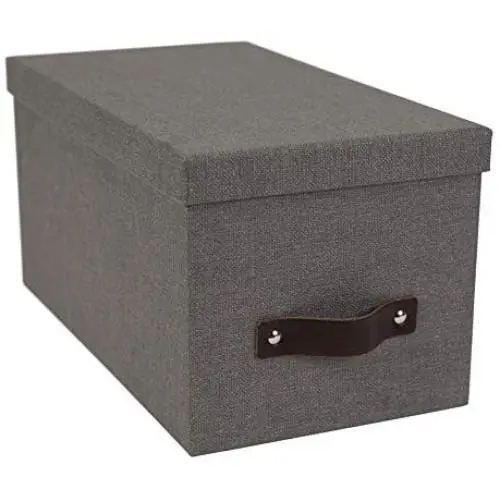 Bigso Silvia Canvas Fiberboard Organizational Storage Box, 5.9 x 6.5 x 11.6 in, Grey Bigso Silvia Canvas Fiberboard Organizational Storage Box, 5.9 x 6.5 x 11.6 in, Grey
