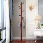 Wooden Coat Rack Hall Bedroom Hanger Single Pole Home Clothes Rack (Color : Red)