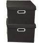 Household Essentials Fabric Storage Boxes with Lids and Handles, Black