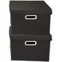 Household Essentials Fabric Storage Boxes with Lids and Handles, Black