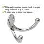 uxcell 6pcs Dual Robe Hooks Zinc Alloy Wall Mounted Coat Towel Double Towel Hooks Clothes Hanger Holder w Screws Silver Tone