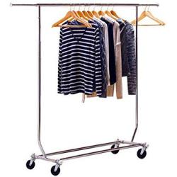 Cypress Shop Garment Rack Clothes Hangers Commercial Clothes Hanger Clothing Hangers Garment Rail Rack Rolling Double Bar Adjustable Heavy Duty Collapsible Clothes Hanger Laundry Dryer Trolley Cart