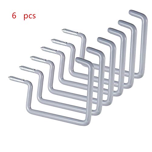 Garage Hooks,Cheaboom Heavy Duty Bike Storage Hooks Wall Hooks Screw-in Utility Storage Hangers Shed Garage Garden Hook Plastic Coated for Wall Mount/Ceiling (Grey Square Bike Hook x 6)