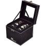 Rich U Black Lint Jewelry Storage Boxes Organizer Case with Lock Mirror for Rings Earrings Necklace