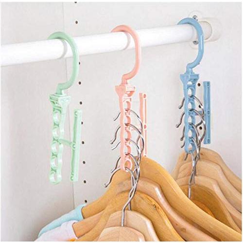 10pcs Random Color Coat Hangers for Clothes Creative Rotating Handle 5-Hole Windproof Hanger Baby Kids Wardrobe Classification Organizer