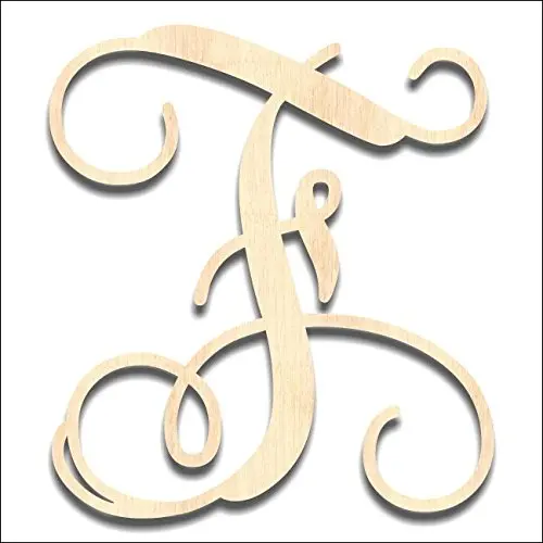 Back40Life - Precision Cut Vine Wood Monogram Letter - 19.5-inch Unfinished F