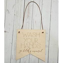 Wash your hands ya filthy animal, Modern Farmhouse style, funny bathroom sign, pennant sign with leather hanger, engraved sign, natural wood