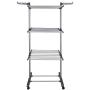 Yeshom Foldable 3 Tier Clothes Drying Rack Rolling Collapsible Laundry Dryer Hanger Stand Rail Indoor Outdoor Dark Grey