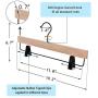 JS HANGER Pants Hanger Wooden Skirt Hanger with 2-Adjustable Clips Mark Free Tips - Unfinished, Set of 10