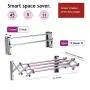 Bartnelli Accordion Wall Mounted Drying Rack | 5 Smooth Round Stainless Steel Rods | Huge 11 Linear Feet Capacity | Compact Sleek Design || 45lb Capacity