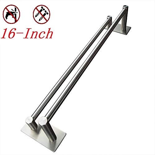 XIAJIA-3M Self Adhesive Towel Bar,40 cm / 16.1 inches, SUS304 Brushed Finish Stainless Steel Hanger Bar for Kitchen Bathrooms Lavatory Closets, Waterproof and Rustproof.(Double Bar) XIAJIA-3M Self Adhesive Towel Bar,40 cm / 16.1 inches, SUS304 Brushed Finish Stainless Steel Hanger Bar for Kitchen Bathrooms Lavatory Closets, Waterproof and Rustproof.(Double Bar)