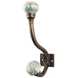 Indianshelf Handmade 1 Artistic Vintage Green Iron Hexagon Small Wall Hooks Hangers/Clothes Hooks for Wall