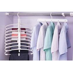 HJYPYJ Magic Clothes Hangers, 9 in 1 Stainless Steel + ABS Rotating Hanger, Space Saving Hanger Organiser, Suitable for Cloakroom and Wardrobe/White / 3 Pcs