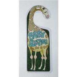 Giraffe Baby Sleeping Metal Tin Door Knob Hanger for Nursery, Bedroom, Gift