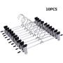 10pcs New Hangers for Clothes Stainless Steel Clip Stand Hanger Pants Skirt Kid Clothes Adjustable Pinch Grip Cabide