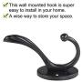 uxcell 2pcs Dual Wall Hooks Zinc Alloy Wall Mounted Coat Hat Double Robe Hooks Clothes Hanger Holder w Screws Black