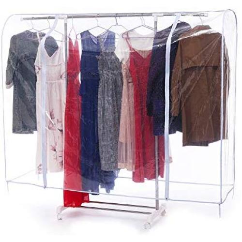 QEES Clothing Rack Cover 47", Clear Garment Rack Cover, Thicken Clothes Rack Protector, Coat Hanger Protector Dustproof Storage Cover YFZ40 (47.2x20x52 inch)