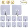 Adhesive Hook Heavy Duty Wall Hook for Ceiling Reusable Hanger for Bathroom Stick on Hooks Seamless Traceless Waterproof and Oilproof for Bathroom Kitchen Bedroom Refrigerator load max 33 lb(12Packs)
