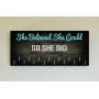 Race Medal Holder/Running Medal Hanger SHE BELIEVED SHE COULD SO SHE DID- Wood Wall Mounted Medal Organizer. CUSTOMIZATION Available