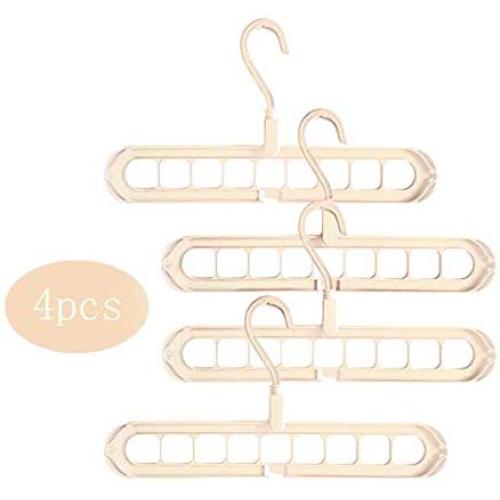Foldable Non Slip Clothes Hangers 360 Degree Rotation Space Saving Magic Closet Organizer (Pack of 4) (Beige) Foldable Non Slip Clothes Hangers 360 Degree Rotation Space Saving Magic Closet Organizer (Pack of 4) (Beige)