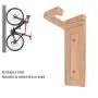 Bike Wall Mount Rack Garage Outdoor Bicycle Hanger Shelf Minimalist Storage System Vertical Cycling Pedal Hook for Indoor Shed Modern Industrial Handmade Display Art Furniture Stand (Oak Wood)