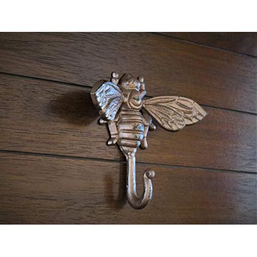 Bee Wall Hanger, Cast Iron Handpainted, Aged Copper or Pick from Over 40 Colors