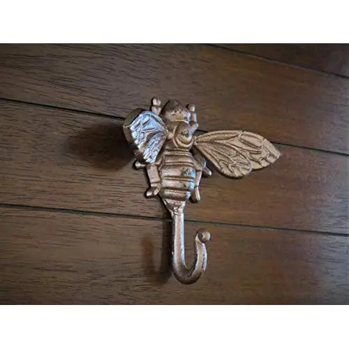 Bee Wall Hanger, Cast Iron Handpainted, Aged Copper or Pick from Over 40 Colors Bee Wall Hanger, Cast Iron Handpainted, Aged Copper or Pick from Over 40 Colors