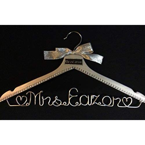 bridesliver hanger,wedding hanger, date on top hanger, Mrs hanger, Personalized Hanger, Custom hanger, wedding hanger, wedding dress hanger