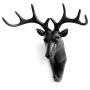 HERNGEE Deer Head Single Wall Hook/Hanger Animal Shaped Coat Hat Hook Heavy Duty, Rustic, Decorative Gift, Black