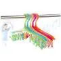 Clothes Hanger Hooks Windproof Hanger with Clip Multi-Function Plastic Candy Color Hanger Sock Drying Rack(Orange)