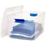 Homz Plastic Storage, Modular Stackable Storage Bins with Blue Latching Handles, 66 Quart, Clear, 2-Pack