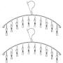 Wuyue Hua 2 Pack Stainless Steel Laundry Drying Rack Clothes Hanger with 10 Clips For Drying Socks,Drying Towels, Diapers, Bras, Baby Clothes,Underwear, Socks Gloves