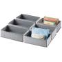 mDesign Rectangular Soft Fabric Dresser Drawer and Closet Storage Organizer Bin for Lingerie, Bras, Socks, Leggings, Clothes, Purses, Scarves - 12" Long - Textured Print - 6 Pack - Gray