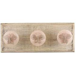 Indianshelf Handmade 3 Artistic Vintage Pink Wooden Butterfly Coat Hooks Hangers/Clothes Hooks Door Mount