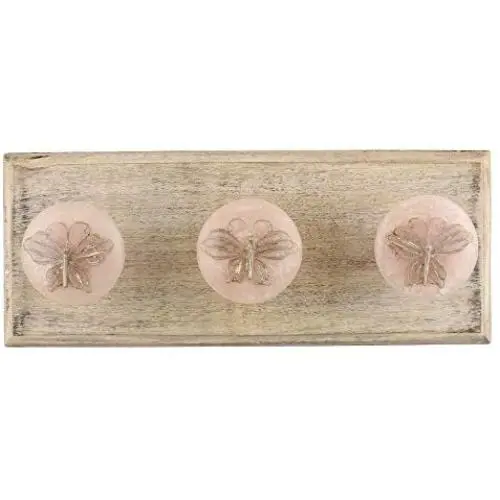 Indianshelf Handmade 3 Artistic Vintage Pink Wooden Butterfly Coat Hooks Hangers/Clothes Hooks Door Mount Indianshelf Handmade 3 Artistic Vintage Pink Wooden Butterfly Coat Hooks Hangers/Clothes Hooks Door Mount